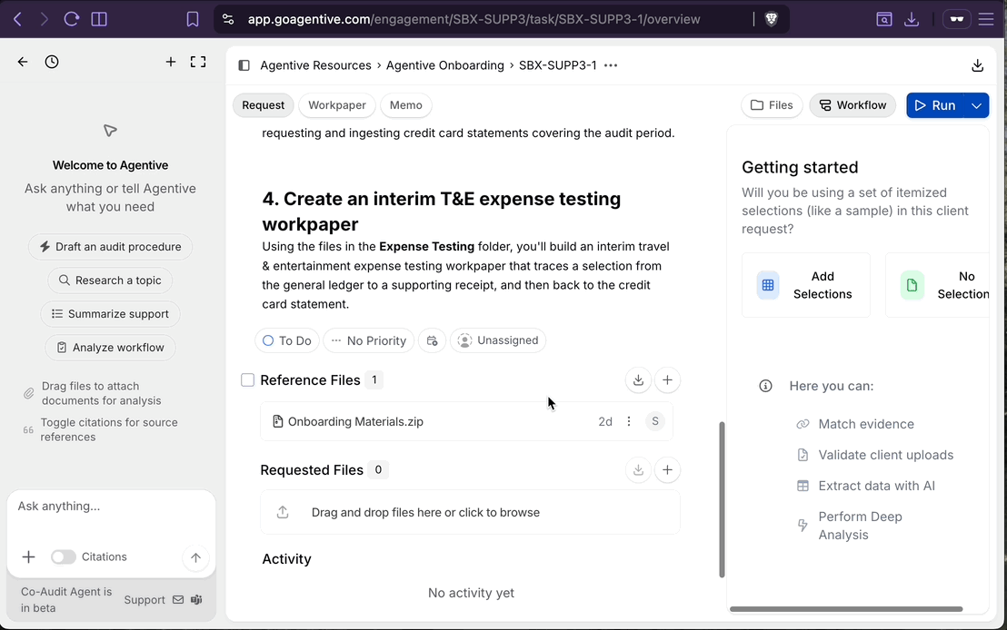 Create the new request in Agentive