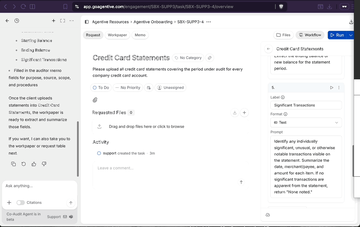 Upload the credit card statements