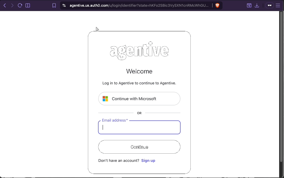 Agentive login screen